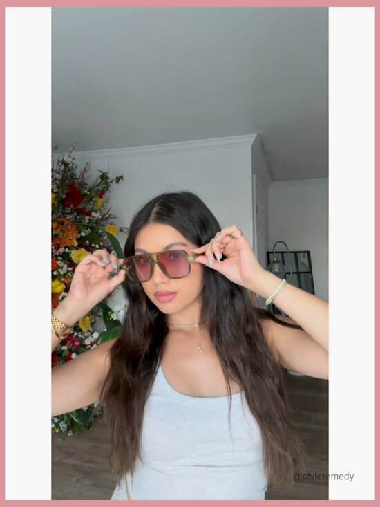 Oversized Square Aviator Sunglasses with Double Bridge, UV400 Protection main image 6